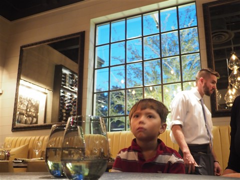 #2 son has a frown at La V before Janina O'leary makes him warm brioche doughnuts