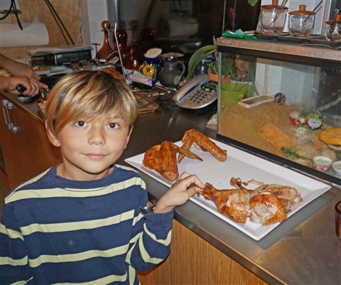 boy claims fried drumstick