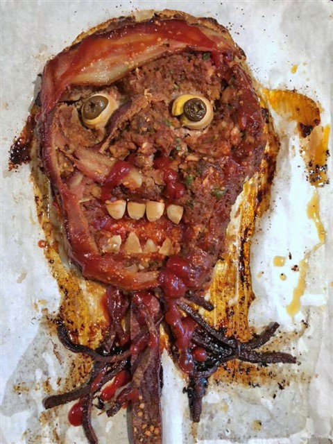 spooky zombie halloween food meatloaf head