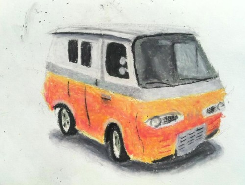 drawing of orange vintage econoline van by ray pena drawing of orange vintage econoline van by ray pena