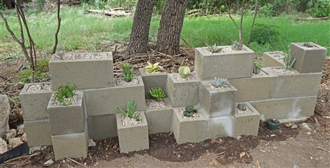 stacked block planter wall