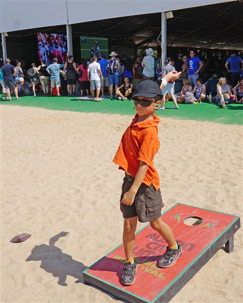 cornhole bean bag toss acl craft beer tent