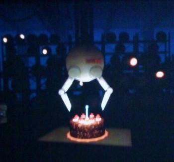 portal cake is served