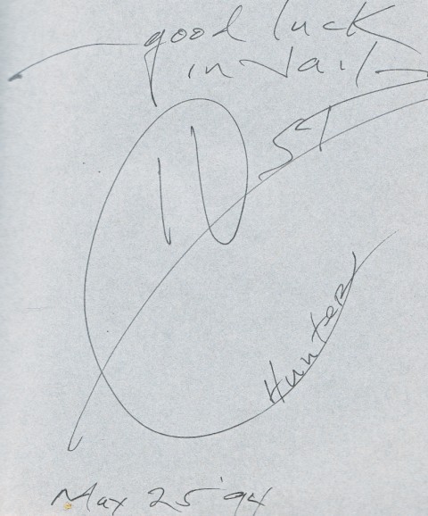signed hunter s thompson book  signed hunter s thompson book