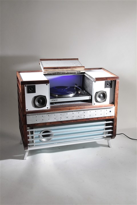 modern vintage stereo console